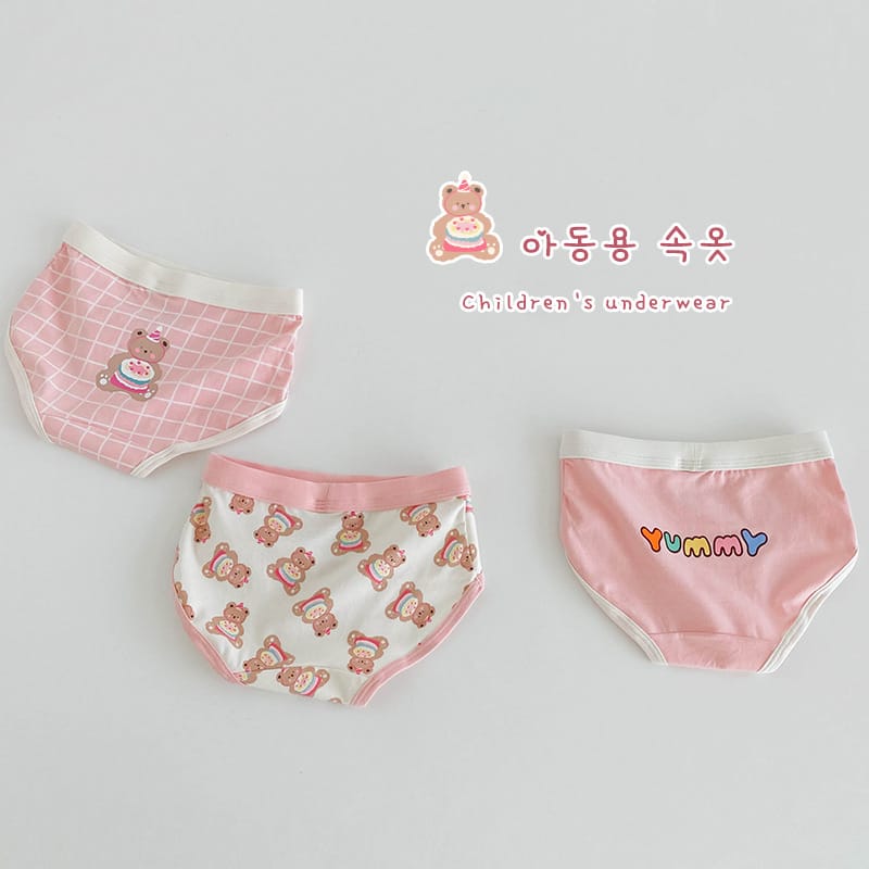 キッズ ベア チェック プリント コットン ショーツ 3枚セット【mh0013562】 mamahalo accessories 幼児用下着