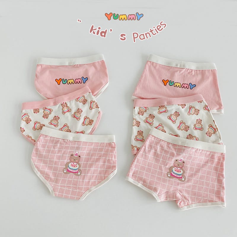 キッズ ベア チェック プリント コットン ショーツ 3枚セット【mh0013562】 mamahalo accessories 幼児用下着