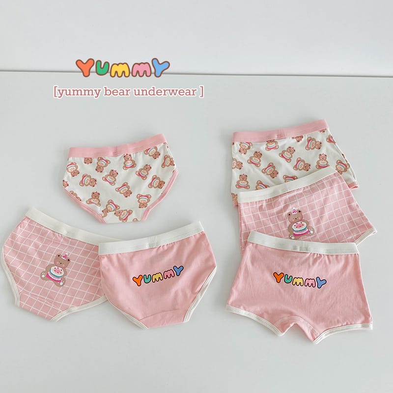 キッズ ベア チェック プリント コットン ショーツ 3枚セット【mh0013562】 mamahalo accessories 幼児用下着