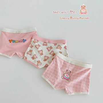 キッズ ベア チェック プリント コットン ショーツ 3枚セット【mh0013562】 mamahalo accessories 幼児用下着