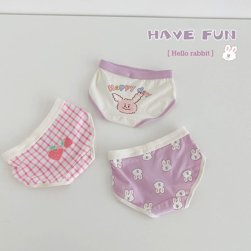 キッズ ベア チェック プリント コットン ショーツ 3枚セット【mh0013562】 N120 Little Bunny obediently Triangle Briefs / 110cm mamahalo accessories 幼児用下着