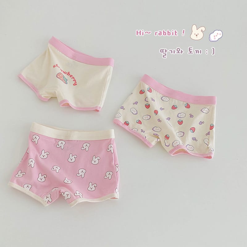 キッズ ベア チェック プリント コットン ショーツ 3枚セット【mh0013562】 N121 Mei Mai Bunny Boxer Shorts / 110cm mamahalo accessories 幼児用下着