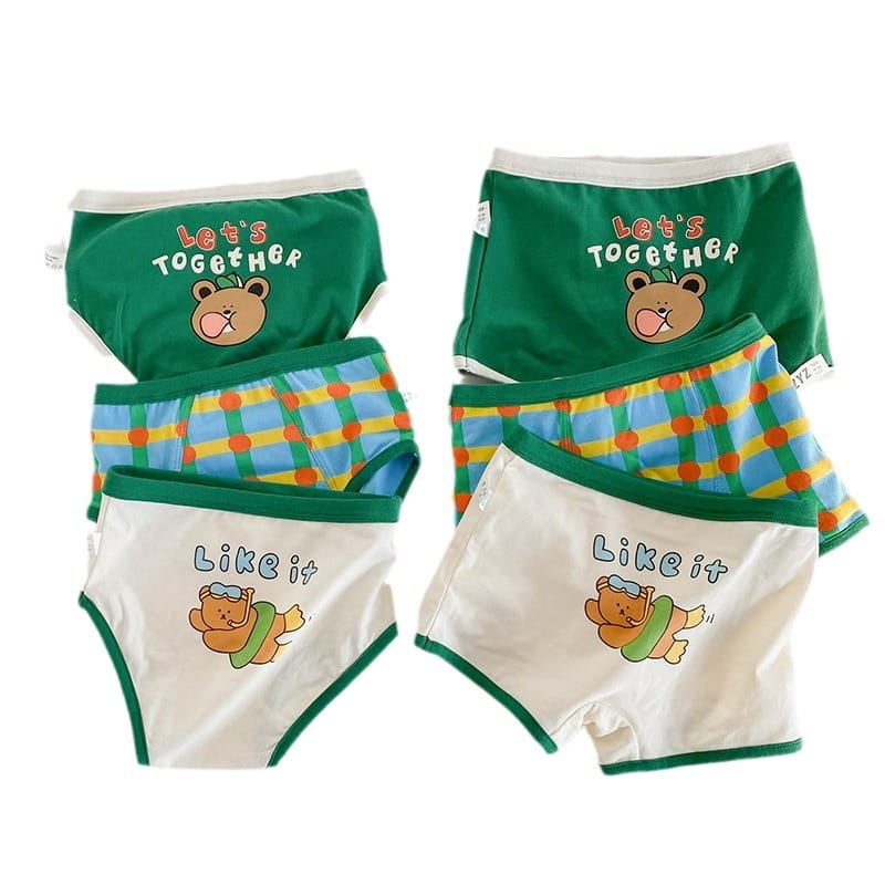 キッズ ベア チェック プリント コットン ショーツ 3枚セット【mh0013563】 mamahalo accessories 幼児用下着