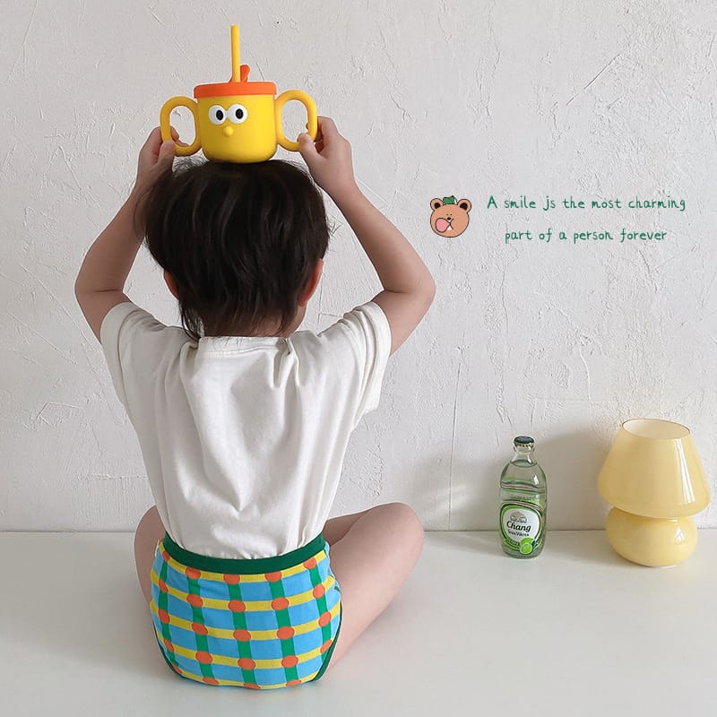 キッズ ベア チェック プリント コットン ショーツ 3枚セット【mh0013563】 mamahalo accessories 幼児用下着