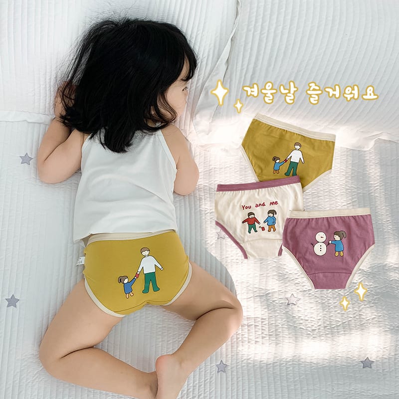キッズ ピープル スノーマン プリント コットン ショーツ 3枚セット【mh0013564】 mamahalo accessories 幼児用下着