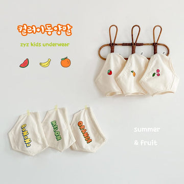 キッズ フルーツ プリント コットン ショーツ 3枚セット【mh0013565】 mamahalo accessories 幼児用下着