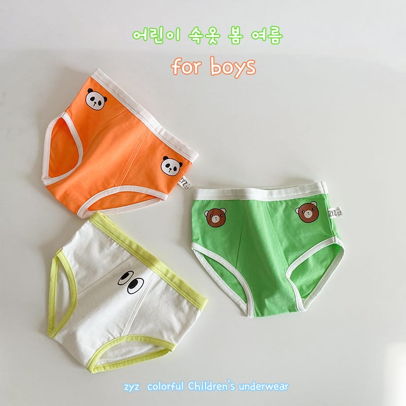 キッズ フルーツ プリント コットン ショーツ 3枚セット【mh0013565】 N034 Triangle Boy / S mamahalo accessories 幼児用下着