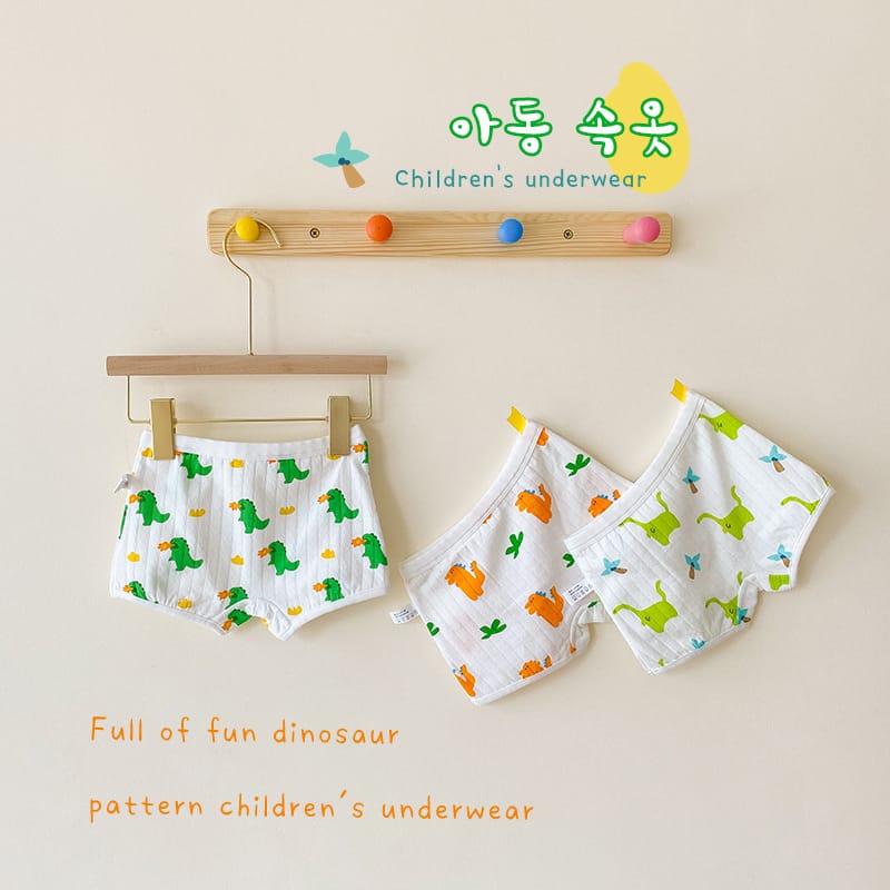 キッズ ダイナソー プリント コットン ショーツ 3枚セット【mh0013566】 Boys Boxer / S mamahalo accessories 幼児用下着