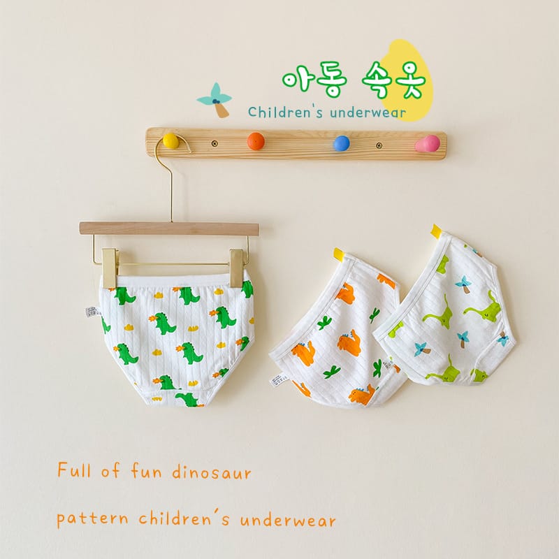 キッズ ダイナソー プリント コットン ショーツ 3枚セット【mh0013566】 Boys Triangle / S mamahalo accessories 幼児用下着