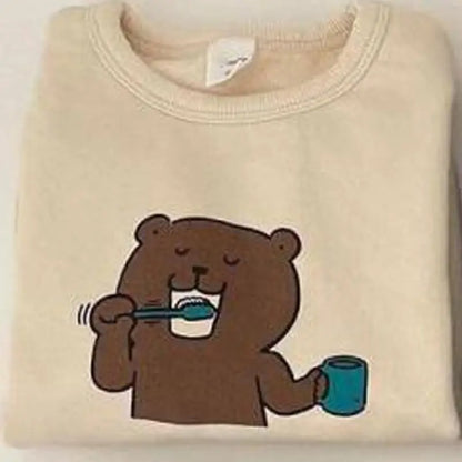 -ベビー アニマル 歯磨き トレーナー チェック パンツ【mh0000296】 - mamahalo shop - トレーナー・フーディ -  べビー服 - 子供服 - 男の子 - 女の子