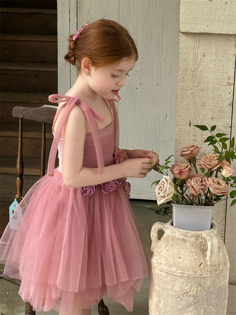 3D Flower Tulle Princess Dress 立体 フラワー チュール ワンピース【mh0012408】 Chengle