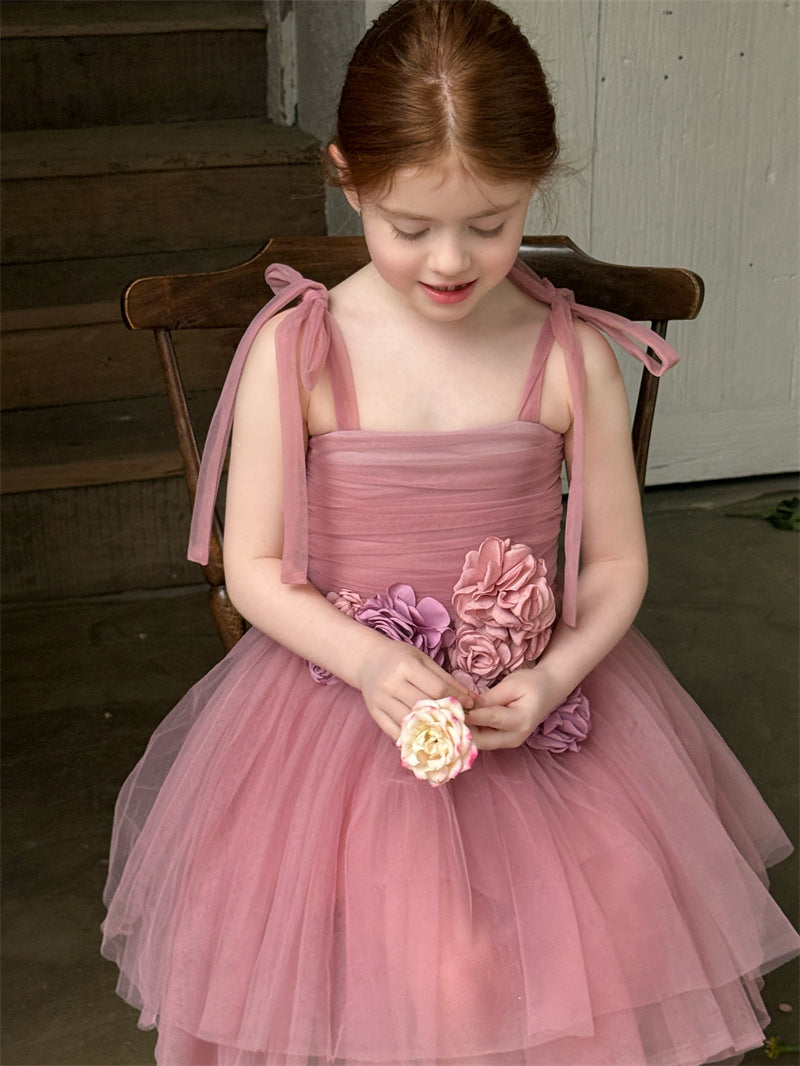 3D Flower Tulle Princess Dress 立体 フラワー チュール ワンピース【mh0012408】 Chengle