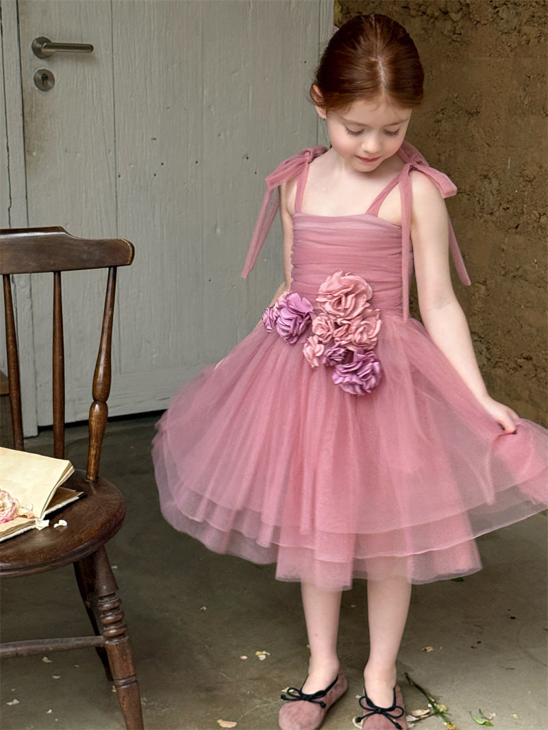 3D Flower Tulle Princess Dress 立体 フラワー チュール ワンピース【mh0012408】 Purple / 90cm Chengle