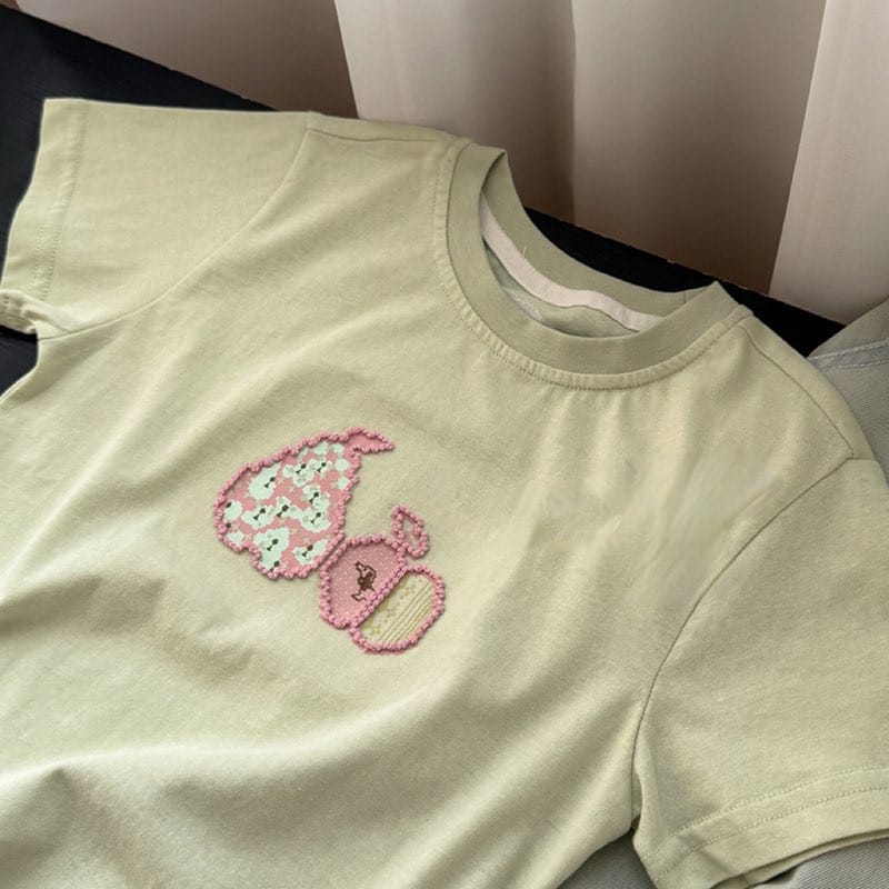 3D Fruit Embroidery Cotton T-shirt 立体刺繍 コットン 半袖Tシャツ【mh0012750】 MaiTianJi 半袖Tシャツ
