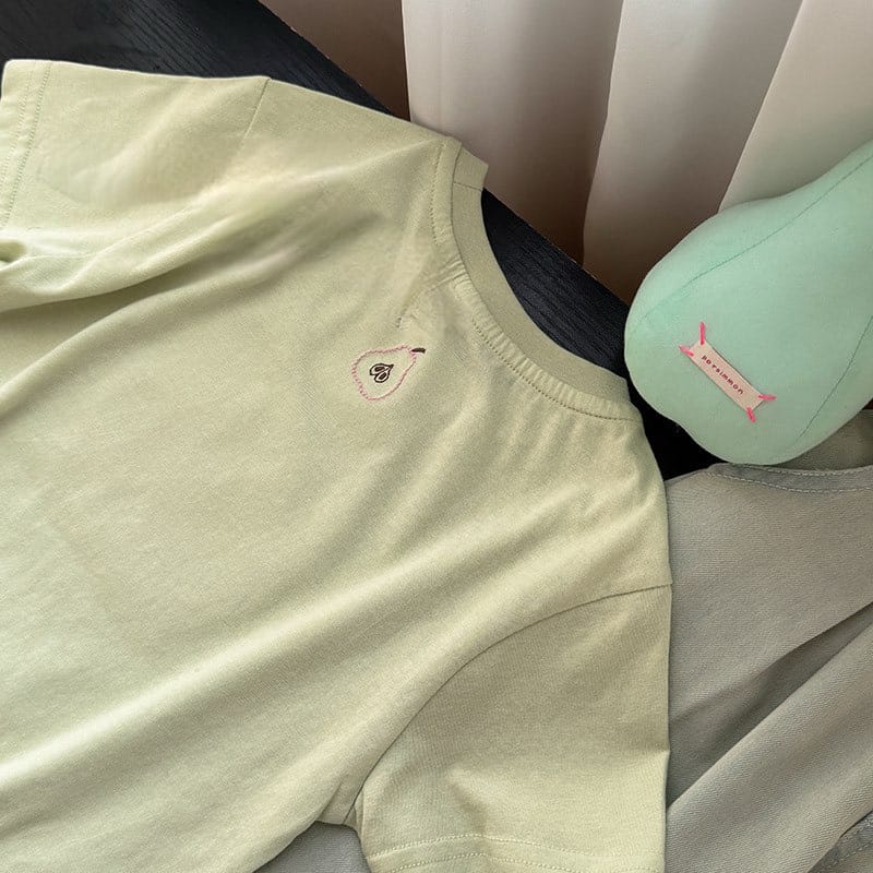 3D Fruit Embroidery Cotton T-shirt 立体刺繍 コットン 半袖Tシャツ【mh0012750】 MaiTianJi 半袖Tシャツ