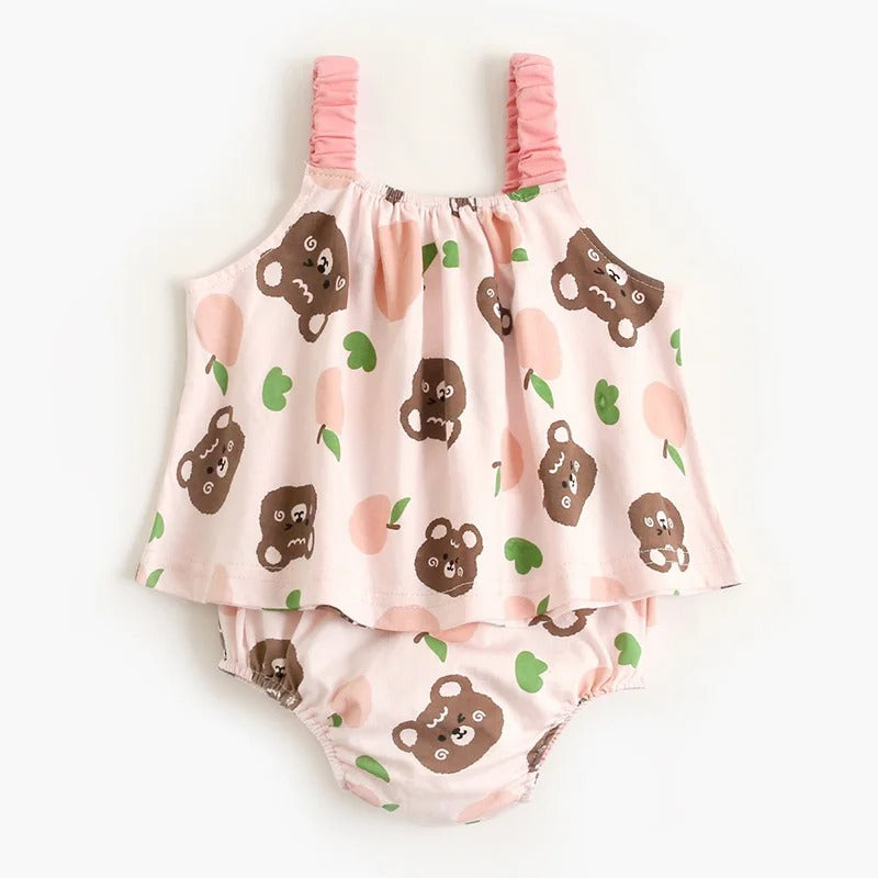 -ベビー フラワー セットアップ キャミソール トップス ブルマ パンツ - mamahalo shop - ノースリーブセットアップ -  べビー服 - 子供服 - 男の子 - 女の子