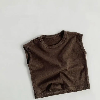 -キッズ ノースリーブ Tシャツ タンクトップ ボーダー 無地【mh0000801】 - mamahalo shop - タンクトップ・キャミソール・ノースリーブトップス -  べビー服 - 子供服 - 男の子 - 女の子