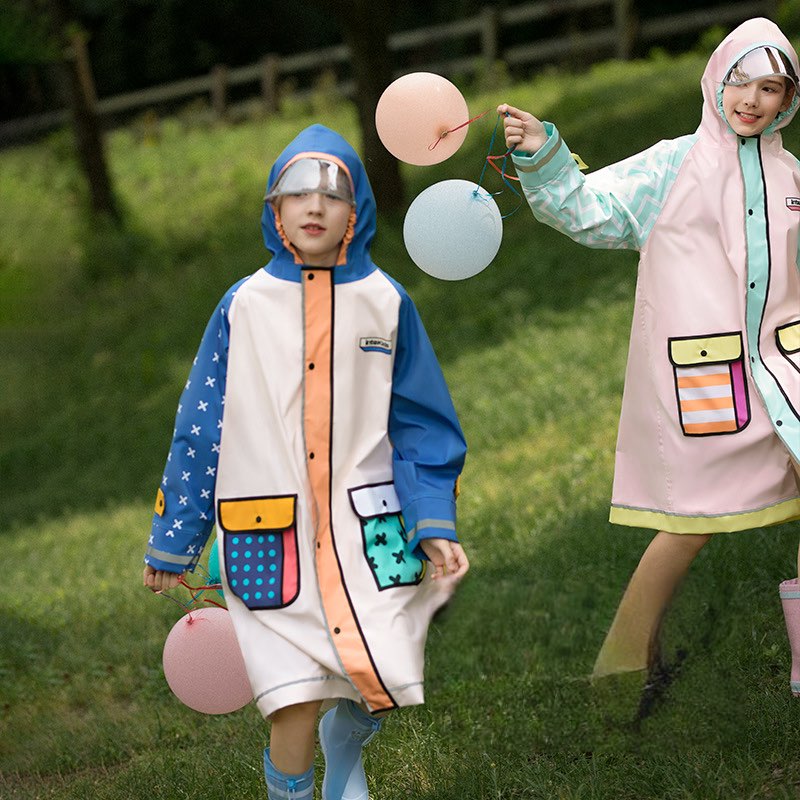-キッズレインコート 雨具 カラフルデザインフーディレインジャケット 合羽【mh0007074】 - mamahalo shop - レインコート -  べビー服 - 子供服 - 男の子 - 女の子
