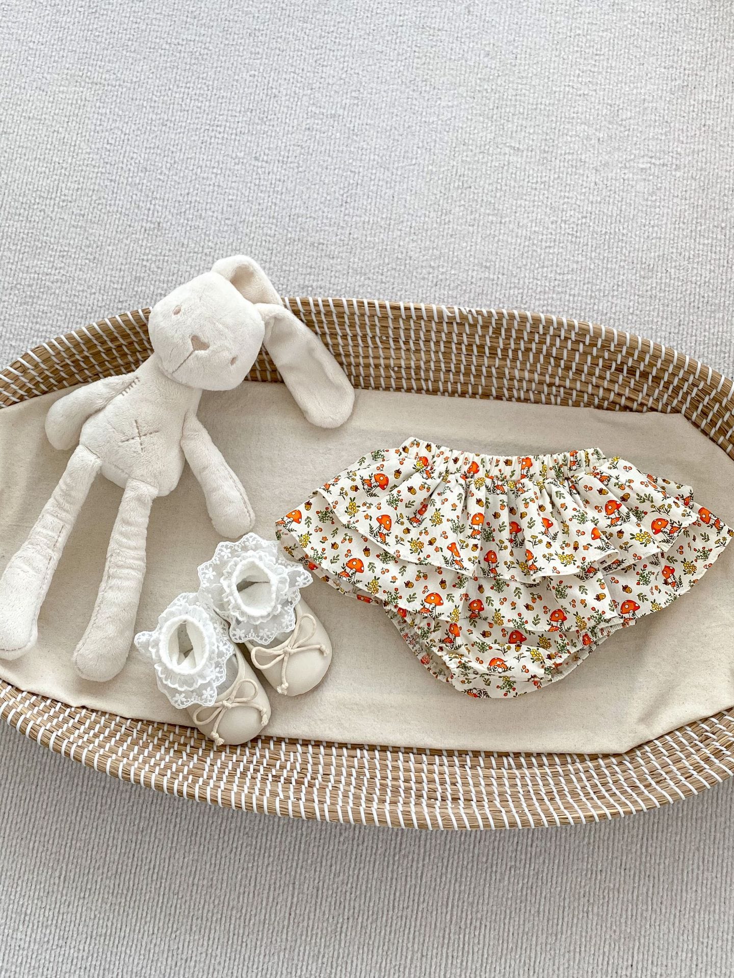 ベビーパンツ フリルブルマパンツ フラワー花柄プリント 5カラー【mh0004854】 mushroom / 66cm mamahalo kids ブルマパンツ