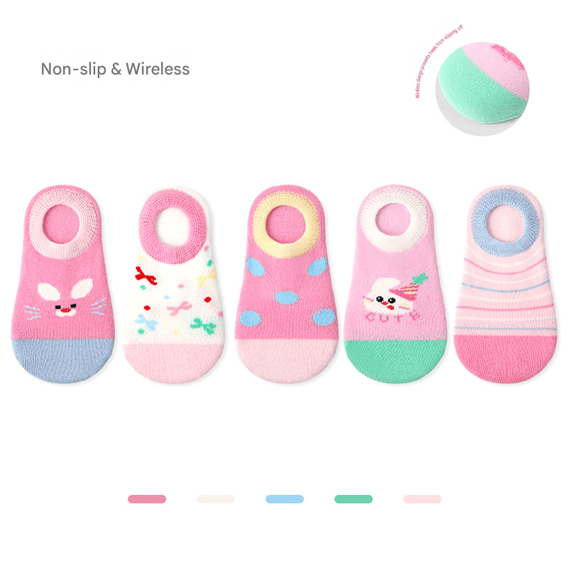5-Pack Anti-Slip Low Cut Cotton Socks アニマル アンクルソックス 5足セット【mh0013550】 2003 Sugar Party Invisible Socks / S mamahalo accessory ベビー用靴下・タイツ