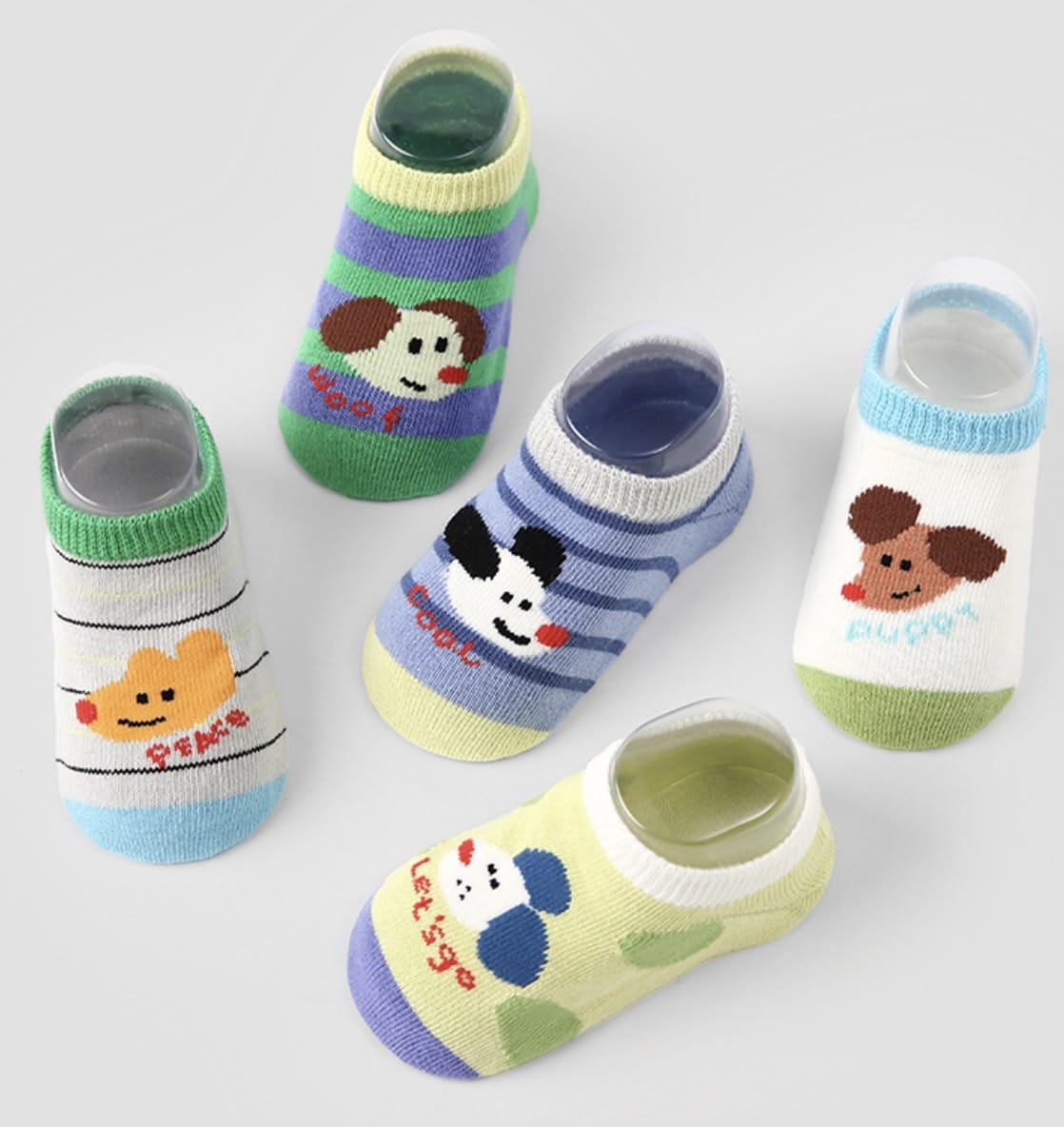 5-Pack Anti-Slip Low Cut Cotton Socks アニマル アンクルソックス 5足セット【mh0013550】 mamahalo accessory ベビー用靴下・タイツ