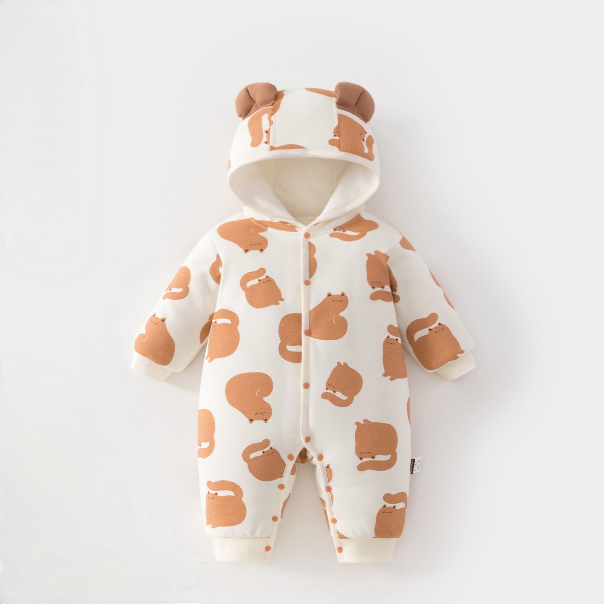 アウタージャンプスーツ 耳付きフーディ 中綿 厚手 プリント【mh0011695】