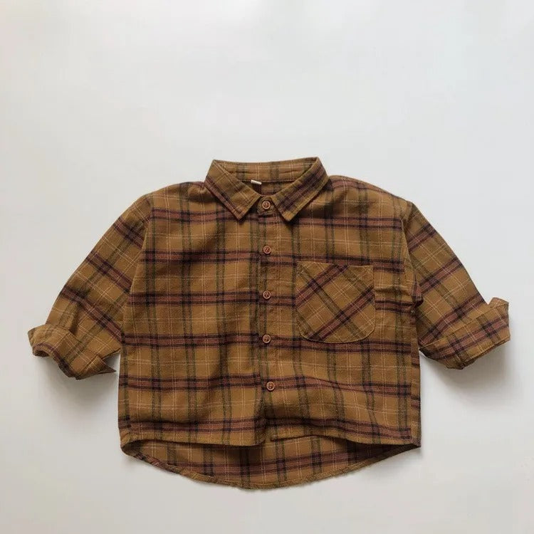-キッズ チェック 長袖 シャツ トップス - mamahalo shop - 長袖シャツ・ブラウス -  べビー服 - 子供服 - 男の子 - 女の子