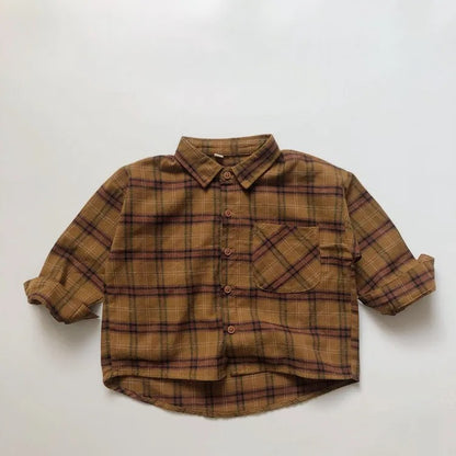 -キッズ チェック 長袖 シャツ トップス - mamahalo shop - 長袖シャツ・ブラウス -  べビー服 - 子供服 - 男の子 - 女の子