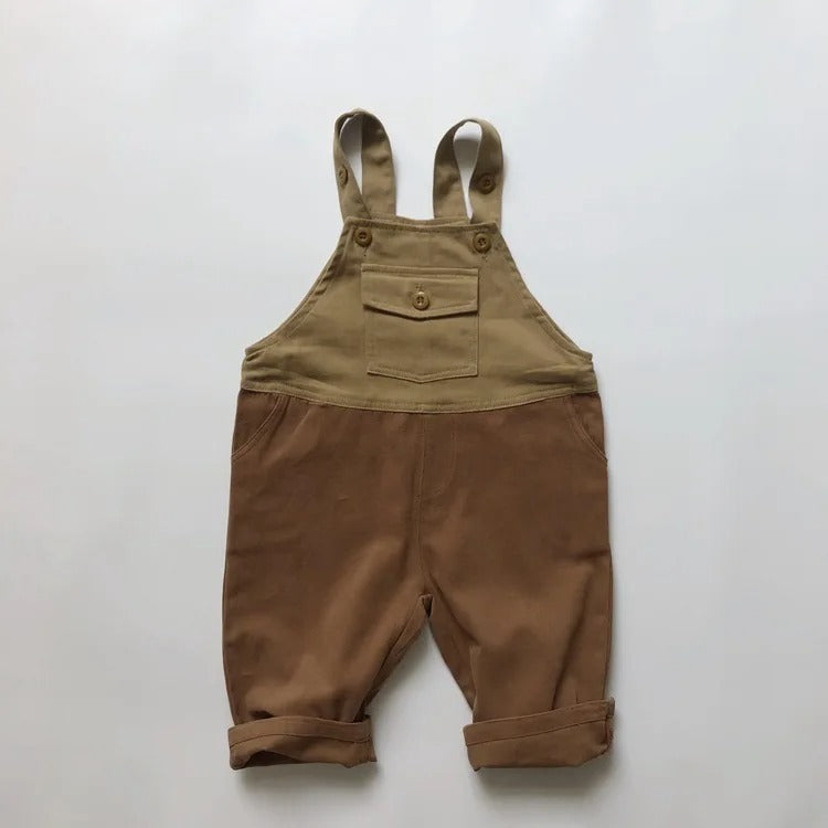 -キッズオーバーオール 切り替え パッチワーク サスペンダーパンツ サロペット 2カラー - mamahalo shop - オーバーオール -  べビー服 - 子供服 - 男の子 - 女の子