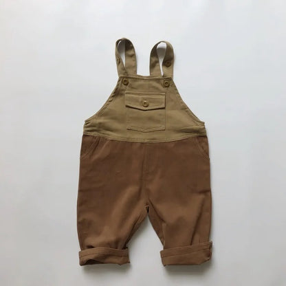 -キッズオーバーオール 切り替え パッチワーク サスペンダーパンツ サロペット 2カラー - mamahalo shop - オーバーオール -  べビー服 - 子供服 - 男の子 - 女の子