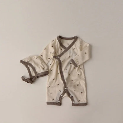 -ベビー フラワー セットアップ ロンパース トップス パンツ 帽子 ヘアバンド - mamahalo shop - ロンパースセットアップ -  べビー服 - 子供服 - 男の子 - 女の子