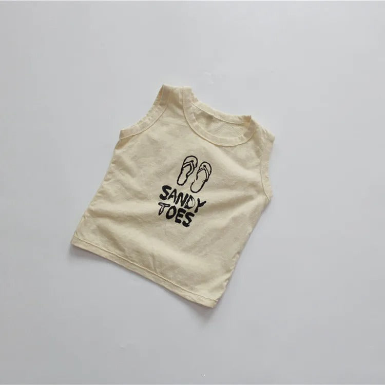 -キッズ フリップフロップ ノースリーブ Tシャツ - mamahalo shop - タンクトップ・キャミソール・ノースリーブトップス -  べビー服 - 子供服 - 男の子 - 女の子