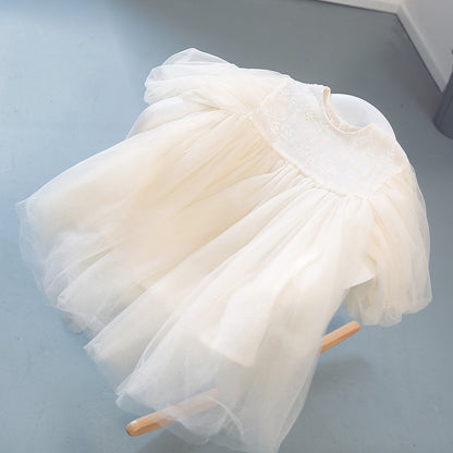 Embroidered Tulle Princess Dress ベージュ チュールワンピース ドレス【mh0000377】