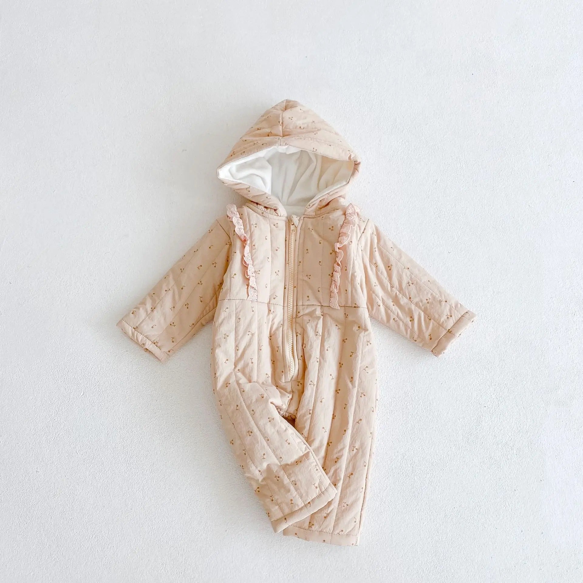 -ベビー ハート さくらんぼ チェリー フーディ アウター ジャンプスーツ - mamahalo shop - アウタージャンプスーツ -  べビー服 - 子供服 - 男の子 - 女の子