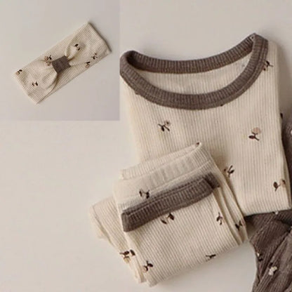 -ベビー フラワー セットアップ ロンパース トップス パンツ 帽子 ヘアバンド - mamahalo shop - ロンパースセットアップ -  べビー服 - 子供服 - 男の子 - 女の子