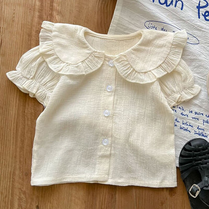 -ベビー フリルカラー チェック 半袖 ブラウス ガールズ【mh0002440】 - mamahalo shop - 半袖シャツ・ブラウス -  べビー服 - 子供服 - 男の子 - 女の子