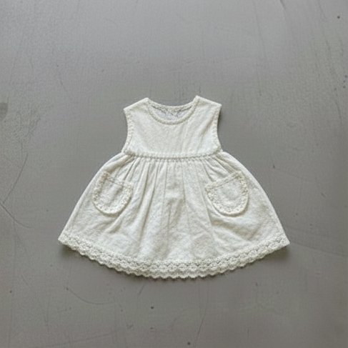 Baby Lace Embroidered Over Apron Dress for Girls [mh0002434]