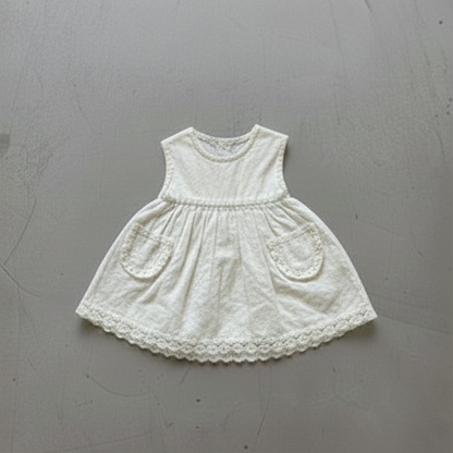 Baby Lace Embroidered Over Apron Dress for Girls [mh0002434]
