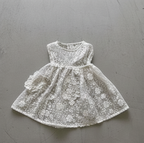 Baby Lace Embroidered Over Apron Dress for Girls [mh0002434]