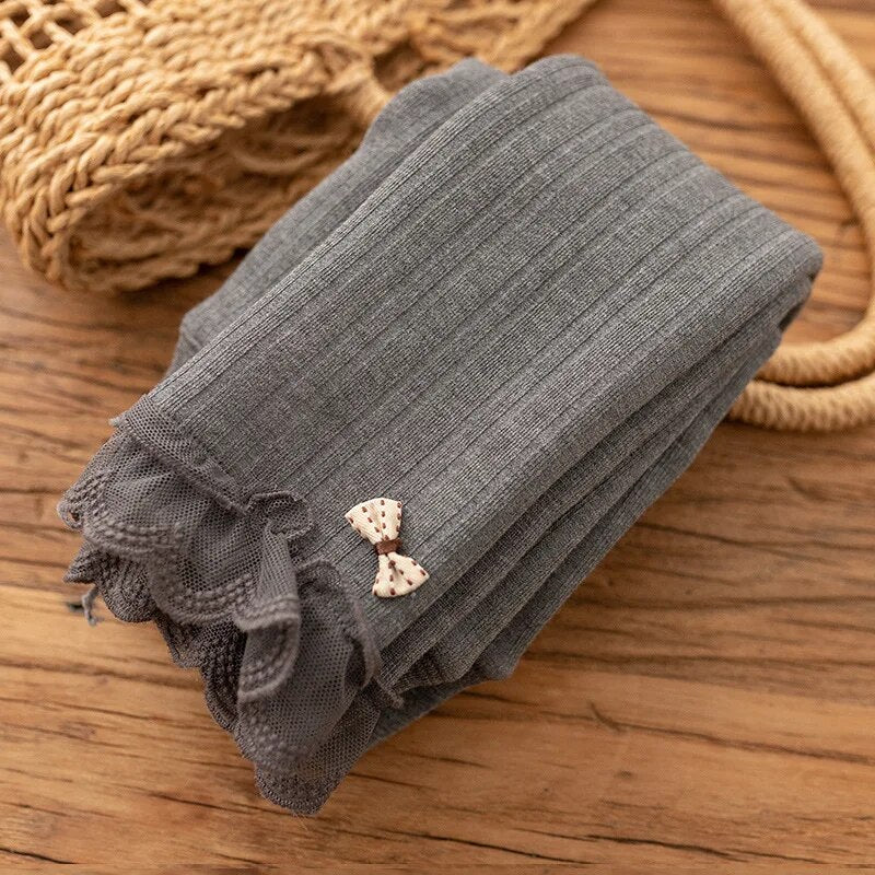 -キッズレギンス 裏ボア 暖パン レギンスパンツ レギパン タイツ リボン レースフリル カーキ グレー ベージュ 3カラー ガールズ 女の子 子供服 - mamahalo shop - レギンスパンツ -  べビー服 - 子供服 - 男の子 - 女の子