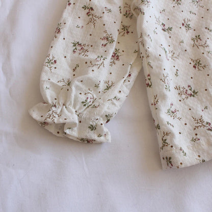 -キッズトップス 長袖ブラウス フラワー小花柄プリント ダブルフリル襟 - mamahalo shop - 長袖シャツ・ブラウス -  べビー服 - 子供服 - 男の子 - 女の子