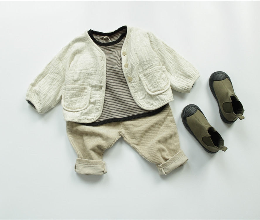 -キッズ コットンリネン ジャケット - mamahalo shop - ショートコート・ジャケット・ジャンパー -  べビー服 - 子供服 - 男の子 - 女の子