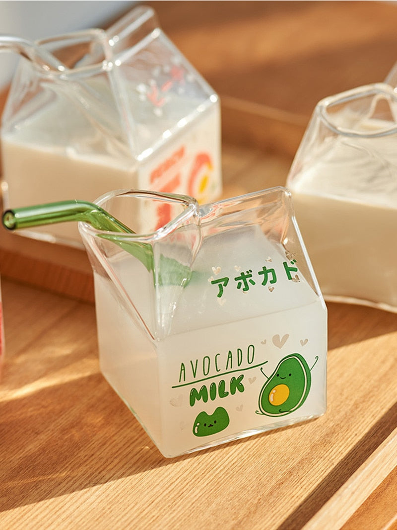 -ガラス 牛乳瓶 電子レンジ カップ 耐熱 ミルク ポット フルーツ グラス【mh0002638】 - mamahalo shop - コップ・グラス・マグ -  べビー服 - 子供服 - 男の子 - 女の子