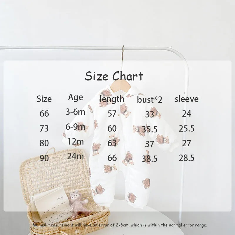 -ベビーアウタージャンプスーツ ベアくまプリント 耳付きフーディ長袖ロンパース 防寒 - mamahalo shop - アウタージャンプスーツ -  べビー服 - 子供服 - 男の子 - 女の子