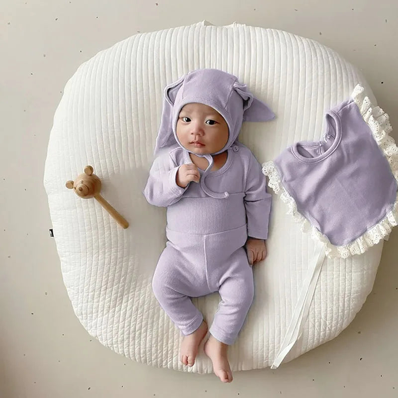 -☺︎ ベビーセットアップ 2点セット 長袖Tシャツ+ハイウェストパンツ シンプルベーシック パジャマ 4カラー - mamahalo shop - 長袖セットアップ -  べビー服 - 子供服 - 男の子 - 女の子