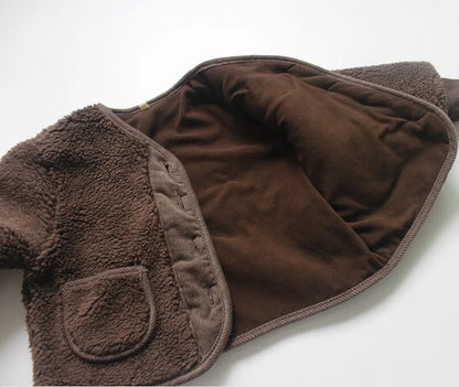 -キッズアウター フリースジャケット コート ジャンパー ジャケット ベージュ ブラウン 2カラー ユニセックス 男の子 女の子 子供服 - mamahalo shop - ショートコート・ジャケット・ジャンパー -  べビー服 - 子供服 - 男の子 - 女の子