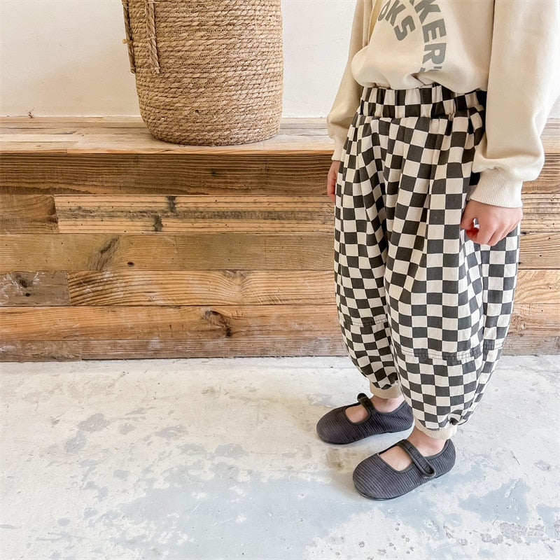 -キッズ チェッカー チェック パンツ - mamahalo shop - ロングパンツ・スウェットパンツ -  べビー服 - 子供服 - 男の子 - 女の子