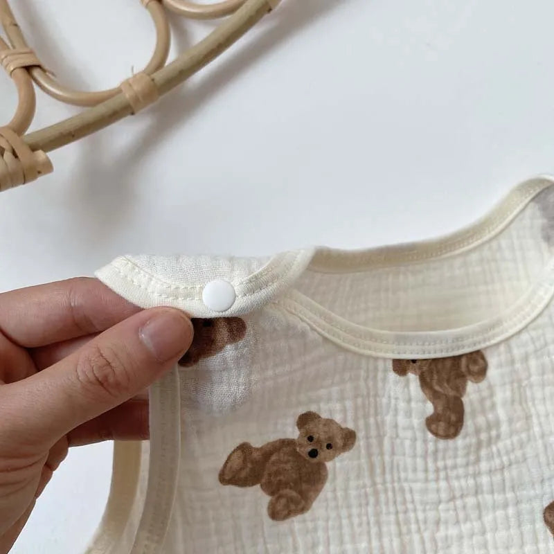 -ベビースリーパー パジャマ ベアくまプリント【mh0000043】 - mamahalo shop - スリーパー -  べビー服 - 子供服 - 男の子 - 女の子