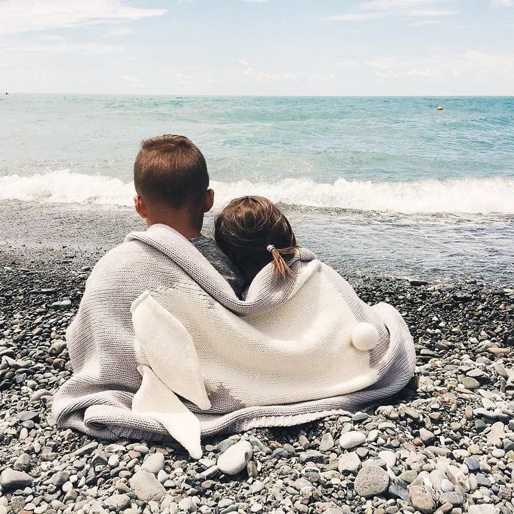 -ベビーブランケット うさ耳付きブランケット 毛布 おくるみ - mamahalo shop - ベビーブランケット・タオル -  べビー服 - 子供服 - 男の子 - 女の子