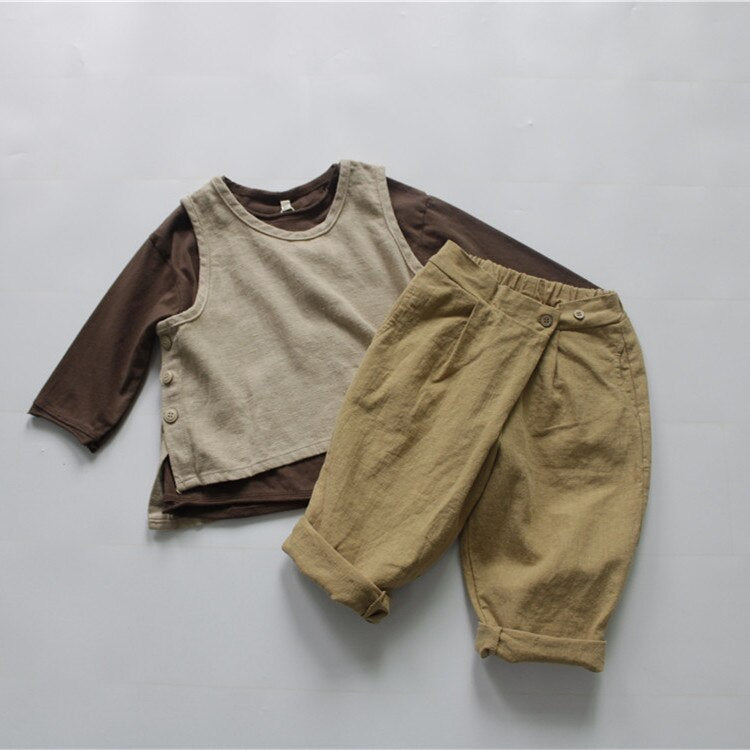 -キッズ服 長袖 Tシャツ トップス シンプル ベーシック 無地 4色 男の子 女の子 - mamahalo shop - 長袖Tシャツ -  べビー服 - 子供服 - 男の子 - 女の子